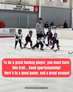 Good Sportsmanship in youth hockey at Showdown Tournaments in Washington D.C. and Nashville, TN