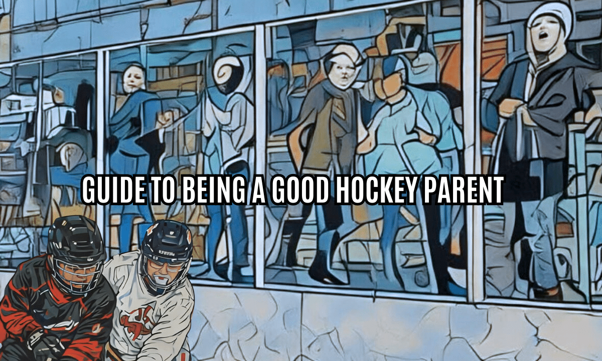 Mural of hockey parents cheering on youth hockey players at Showdown Tournaments