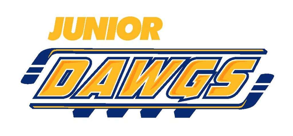 Roanoke Junior Dawgs Youth hockey logo with hockey sticks