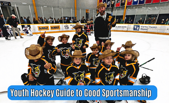 Youth Hockey team with their Showdown Tournament Hats gathered on ice at the Country & Western Showdown Tournament in Nashville, TN